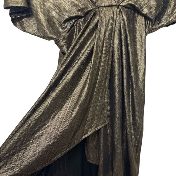 Elan Metallic Gold V-Neck Dress Women’s XS Dolman Sleeve Cocktail Party Mini - Picture 6 of 8